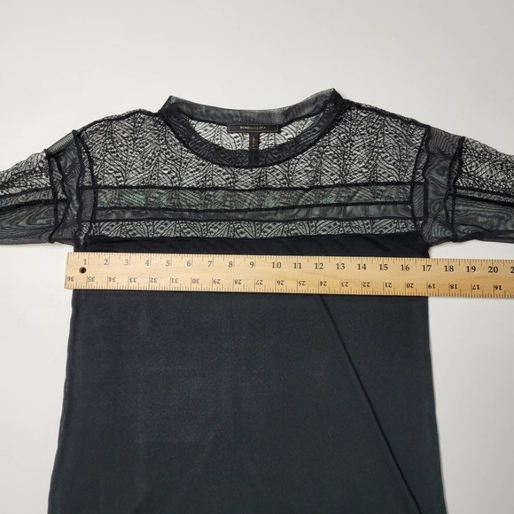 BCBGMaxAzria Women's Lace Sheer Lexi Top Long Sleeve Mesh Black Size Small - Picture 8 of 12